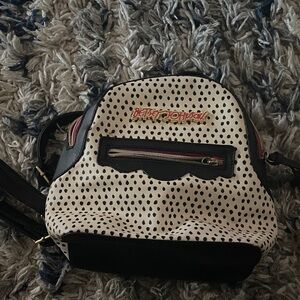 Betsey Johnson Black and Cream Dotted Backpack